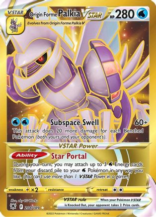Origin Forme Palkia VSTAR (Secret) (208) (Secret)  208/189  - Holofoil SWSH10 Astral Radiance - Secret Rare