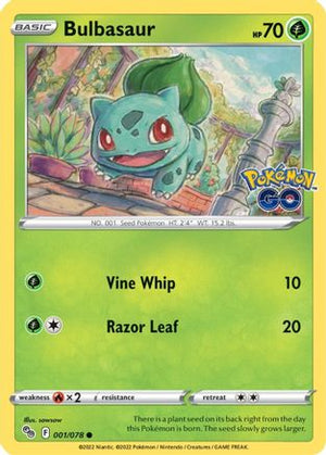 Bulbasaur 001/078  Pokemon GO - Common