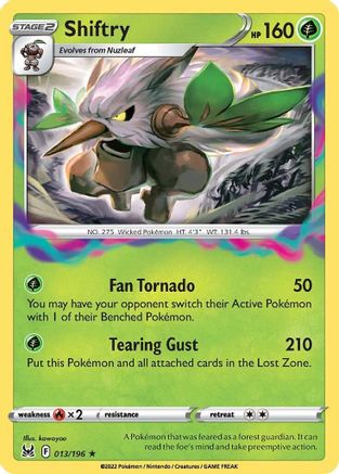 Shiftry 013/196  - Reverse Holofoil SWSH11 Lost Origin - Holo Rare