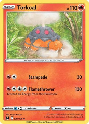 Torkoal 023/196  - Reverse Holofoil SWSH11 Lost Origin - Uncommon