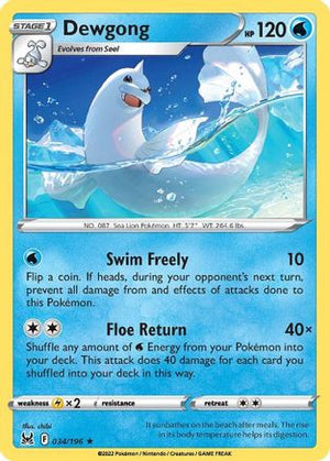 Dewgong 034/196  SWSH11 Lost Origin - Rare