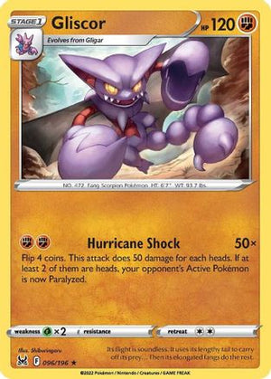 Gliscor 096/196  - Reverse Holofoil SWSH11 Lost Origin - Rare