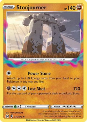 Stonjourner 111/196  - Reverse Holofoil SWSH11 Lost Origin - Rare