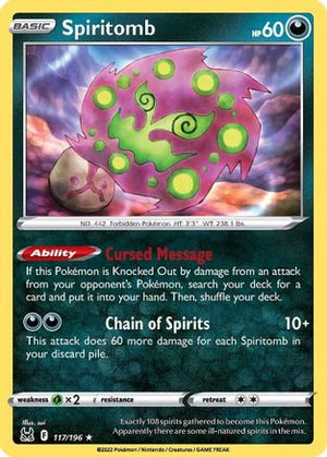 Spiritomb 117/196  - Reverse Holofoil SWSH11 Lost Origin - Rare