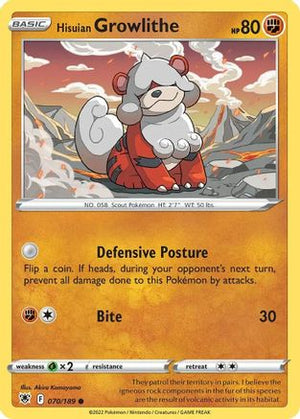 Hisuian Growlithe (Cosmos Holo) 070/189  - Holofoil Deck Exclusives - Promo