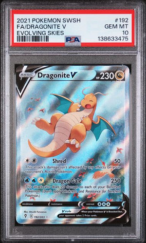 PSA 10 Dragonite V 192/203 - Evolving Skies (3475)