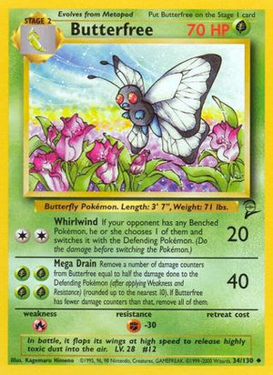 Butterfree 34/130  Base Set 2 - Uncommon