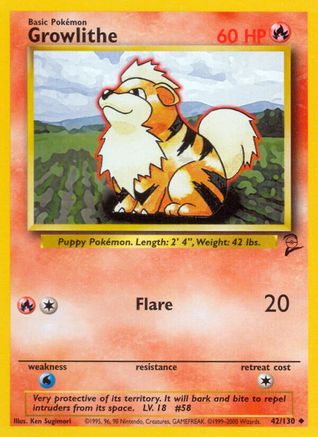 Growlithe 42/130  Base Set 2 - Uncommon