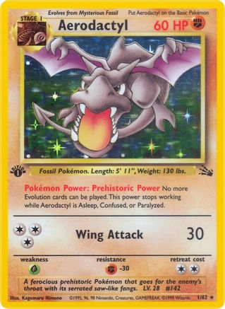 Aerodactyl 1/62  - 1st Edition Holofoil Fossil - Holo Rare