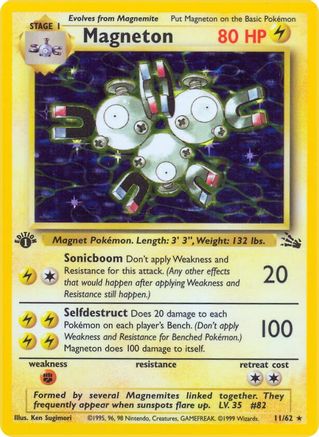 Magneton 11/62  - 1st Edition Holofoil Fossil - Holo Rare