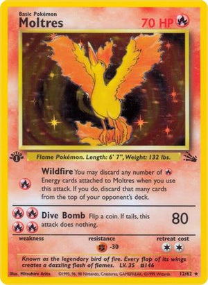 Moltres 12/62  - 1st Edition Holofoil Fossil - Holo Rare