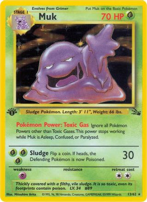 Muk 13/62  - 1st Edition Holofoil Fossil - Holo Rare