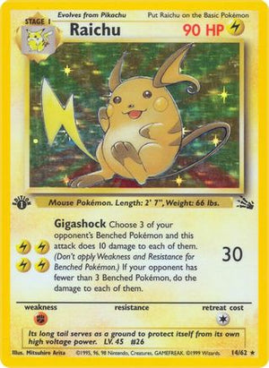 Raichu 14/62  - 1st Edition Holofoil Fossil - Holo Rare