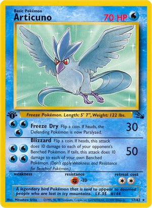 Articuno 17/62  - 1st Edition Fossil - Rare