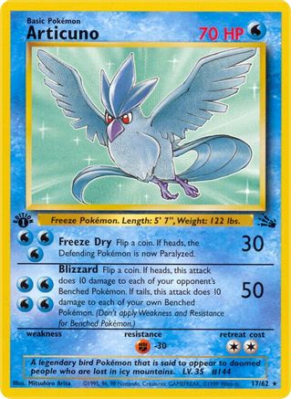 Articuno 17/62  - 1st Edition Fossil - Rare