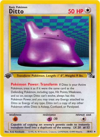 Ditto 18/62  - 1st Edition Fossil - Rare