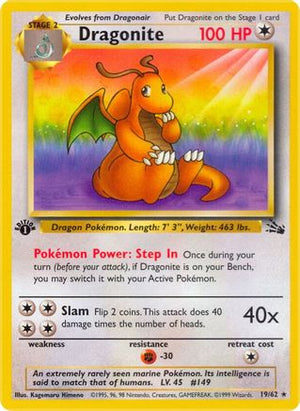 Dragonite 19/62  - 1st Edition Fossil - Rare