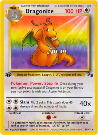 Dragonite 19/62  - 1st Edition Fossil - Rare