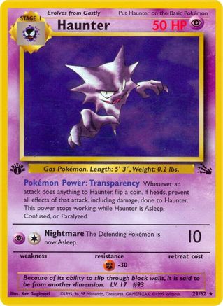 Haunter 21/62  - 1st Edition Fossil - Rare