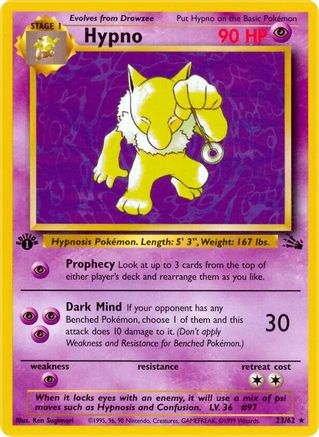 Hypno 23/62  - 1st Edition Fossil - Rare