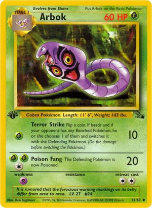 Arbok 31/62  - 1st Edition Fossil - Uncommon