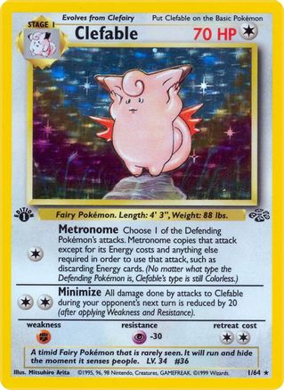 Clefable 1/64  - 1st Edition Holofoil Jungle - Holo Rare