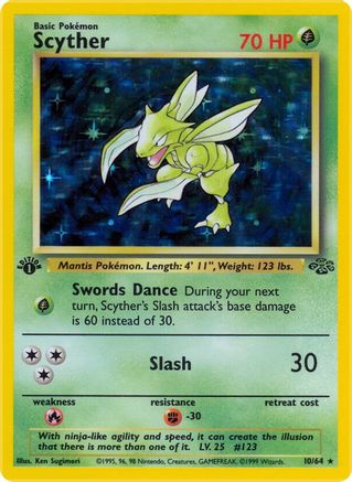 Scyther 10/64  - 1st Edition Holofoil Jungle - Holo Rare