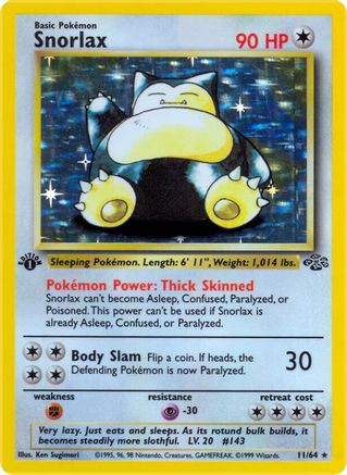 Snorlax 11/64  - 1st Edition Holofoil Jungle - Holo Rare