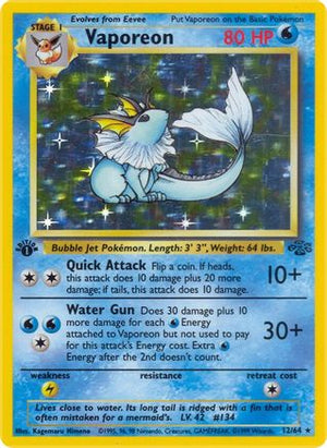 Vaporeon 12/64  - 1st Edition Holofoil Jungle - Holo Rare