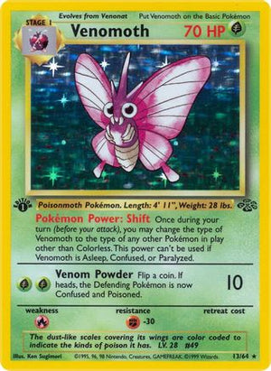 Venomoth 13/64  - 1st Edition Holofoil Jungle - Holo Rare