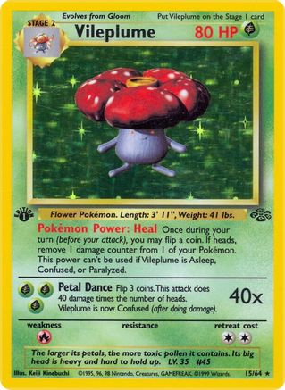 Vileplume 15/64  - 1st Edition Holofoil Jungle - Holo Rare