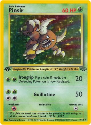 Pinsir 9/64  - 1st Edition Holofoil Jungle - Holo Rare