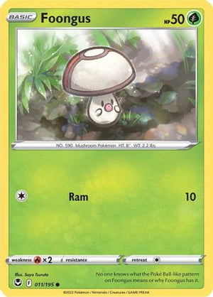 Foongus 011/195  - Reverse Holofoil SWSH12 Silver Tempest - Common