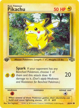 Pikachu 60/64  - 1st Edition Jungle - Common