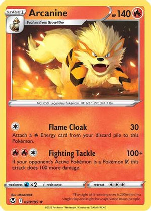 Arcanine 020/195  SWSH12 Silver Tempest - Rare