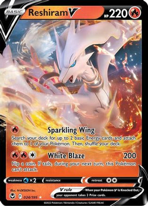 Reshiram V 024/195  - Holofoil SWSH12 Silver Tempest - Ultra Rare