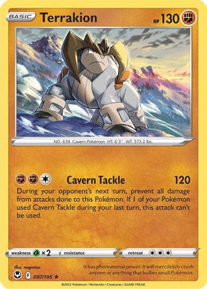 Terrakion 097/195  - Reverse Holofoil SWSH12 Silver Tempest - Holo Rare