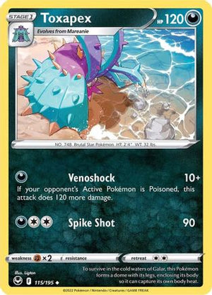 Toxapex 115/195  - Reverse Holofoil SWSH12 Silver Tempest - Uncommon
