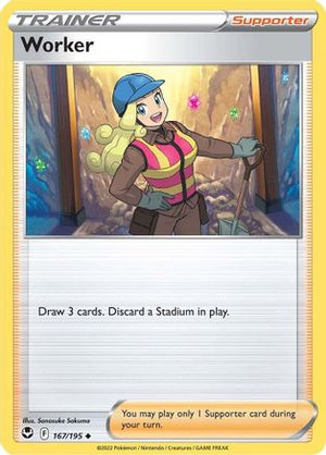 Worker 167/195  - Reverse Holofoil SWSH12 Silver Tempest - Uncommon