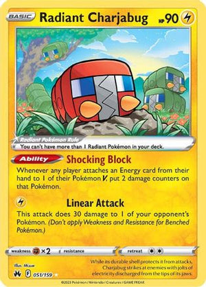 Radiant Charjabug 051/159  - Holofoil Crown Zenith - Radiant Rare