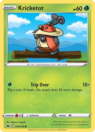 Kricketot 010/159  - Reverse Holofoil Crown Zenith - Common