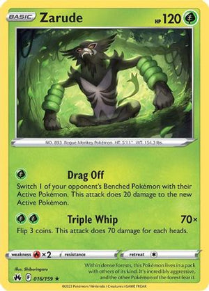 Zarude 016/159  - Holofoil Crown Zenith - Holo Rare