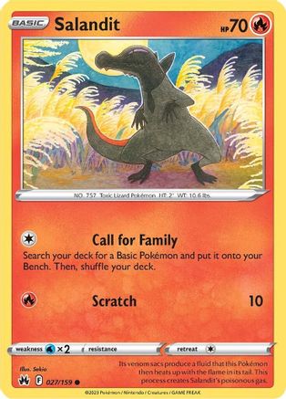 Salandit 027/159  - Reverse Holofoil Crown Zenith - Common