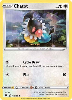 Chatot 112/159  - Reverse Holofoil Crown Zenith - Common