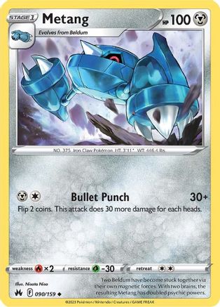 Metang 090/159  - Reverse Holofoil Crown Zenith - Uncommon