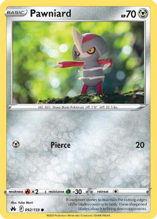 Pawniard (92) (92) 092/159  - Reverse Holofoil Crown Zenith - Common