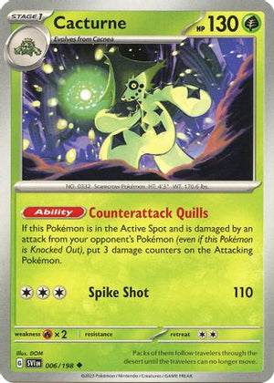 Cacturne 006/198  - Reverse Holofoil SV01 Scarlet & Violet Base Set - Uncommon