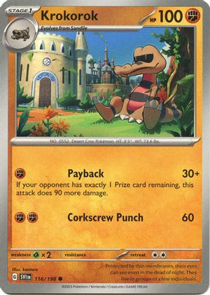 Krokorok 116/198  - Reverse Holofoil SV01 Scarlet & Violet Base Set - Common