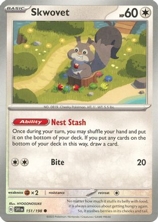 Skwovet 151/198  - Reverse Holofoil SV01 Scarlet & Violet Base Set - Common