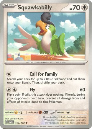 Squawkabilly 162/198  - Reverse Holofoil SV01 Scarlet & Violet Base Set - Common